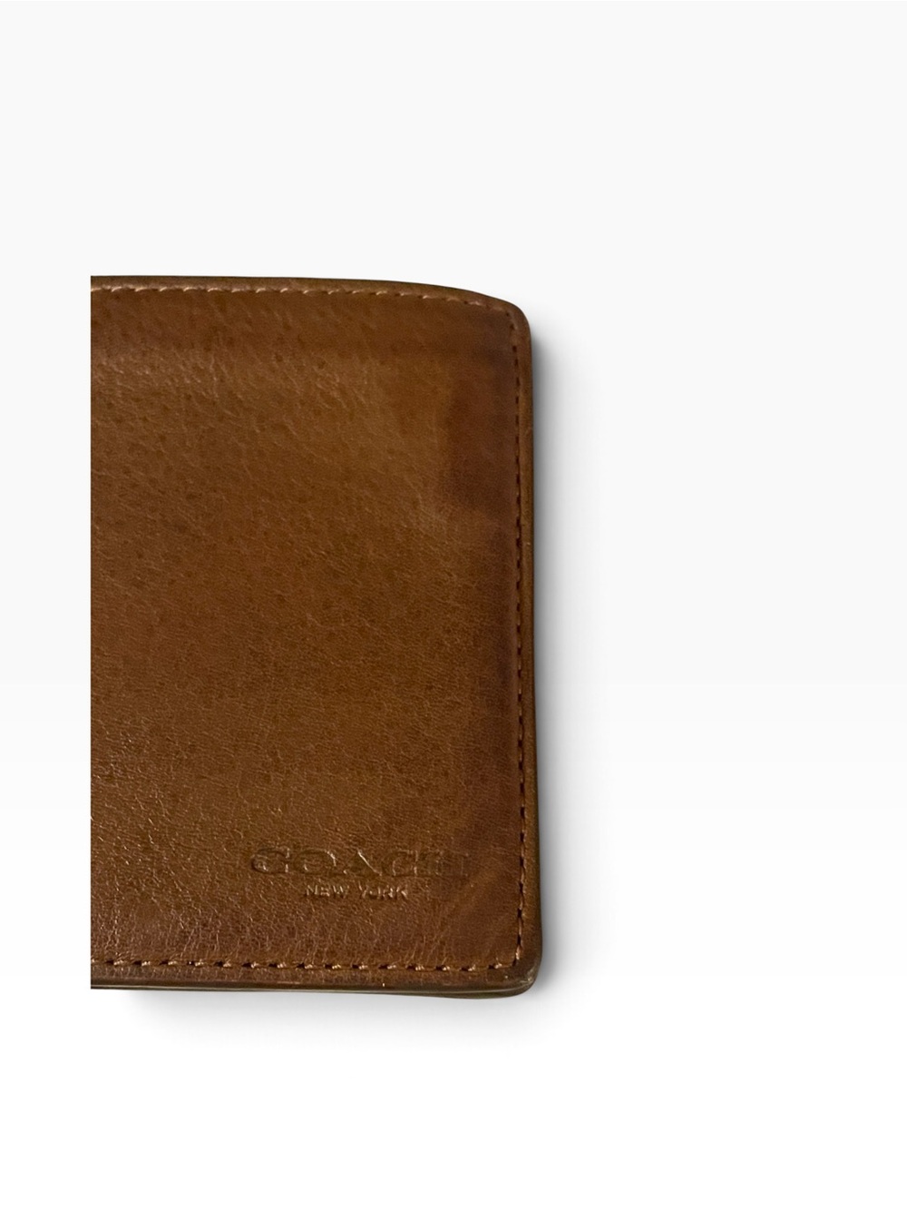 Coach Brown Genuine Sport Calf Leather Coin Wallet Bifold